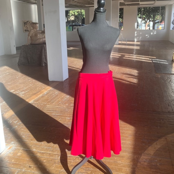 red 3pc vintage wool circle skirt set/suit - Picture 12 of 16